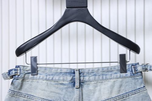 Balenciaga Denim Shorts with Fringed Hems