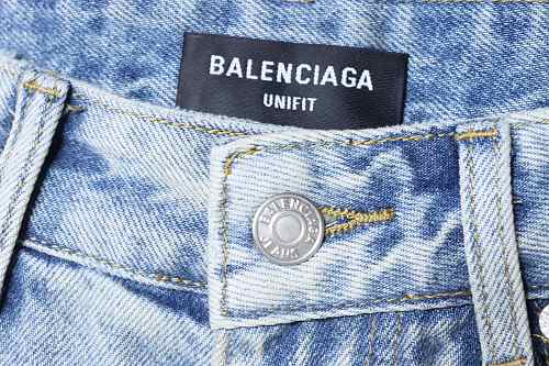 Balenciaga Denim Shorts with Fringed Hems