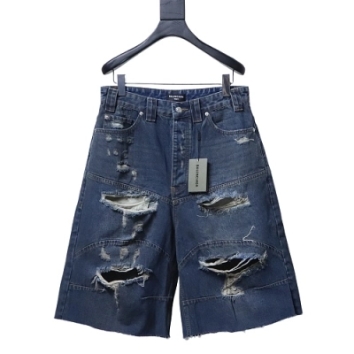 Balenciaga High Summer Distressed Denim Shorts 01