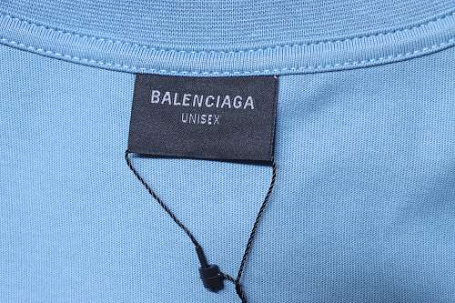 Balenciaga Sleeve Logo Embroidered T-Shirt Blue