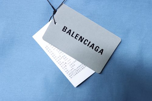 Balenciaga Sleeve Logo Embroidered T-Shirt Blue