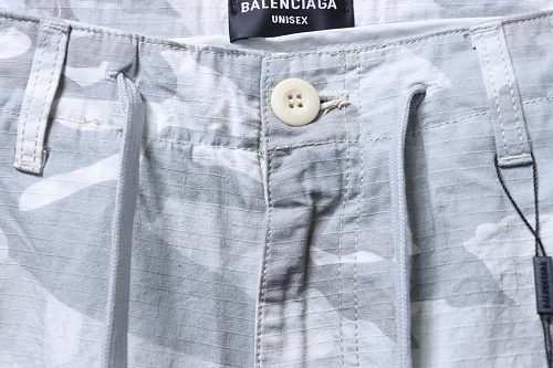 Balenciaga White and Gray Camouflage Shorts