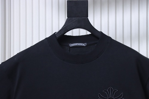 Chrome Hearts Black and White Cross-Embroidered T-Shirt