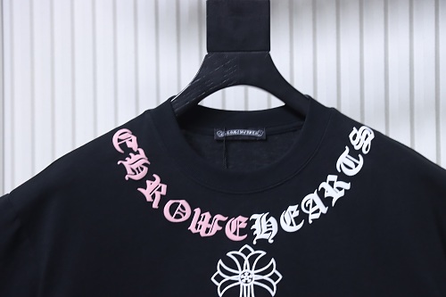 Chrome Hearts Color-block Gothic Script & Cross Print T-Shirt Black