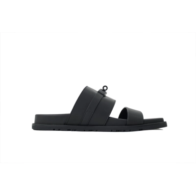 Hermes Flat Slide Sandals Black 02