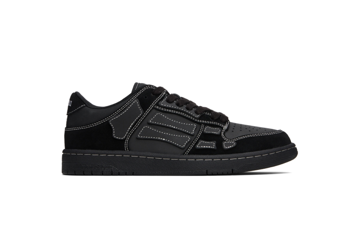 Amiri Skel Top Low  Leather and Suede Black