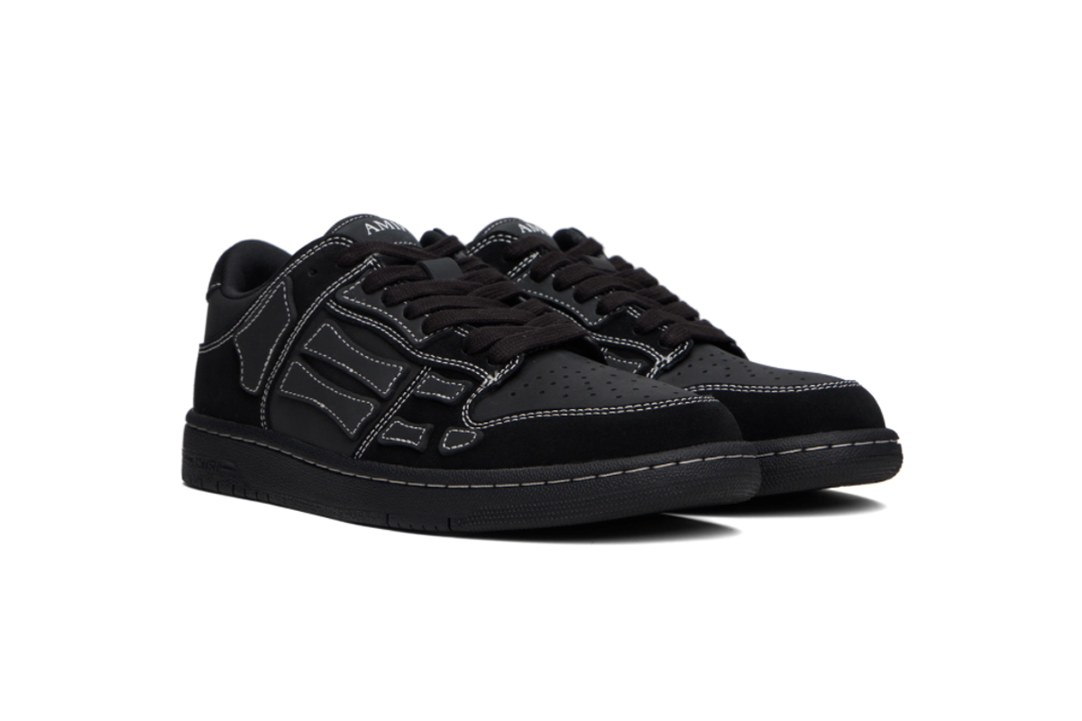 Amiri Skel Top Low  Leather and Suede Black