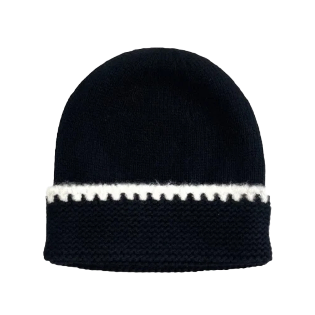 Chanel Beanie Cashmere Black White