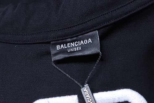 Balenciaga Roma Series Embroidered Distressed T-Shirt Black