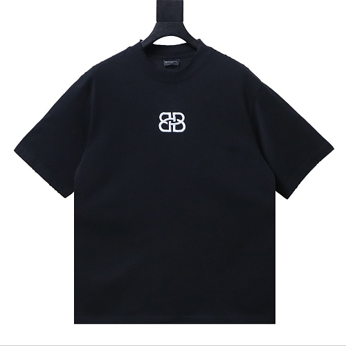 Balenciaga Roma Series Embroidered Distressed T-Shirt Black