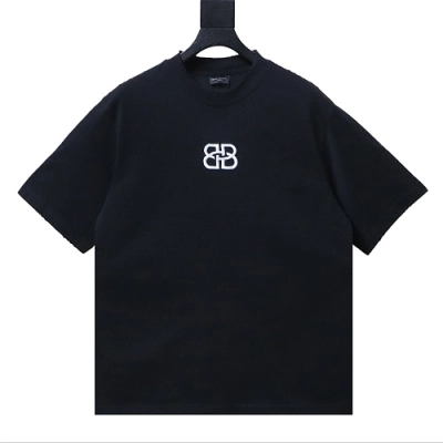 Balenciaga Roma Series Embroidered Distressed T-Shirt Black 02