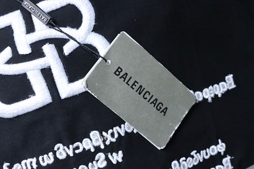 Balenciaga Roma Series Embroidered Distressed T-Shirt Black