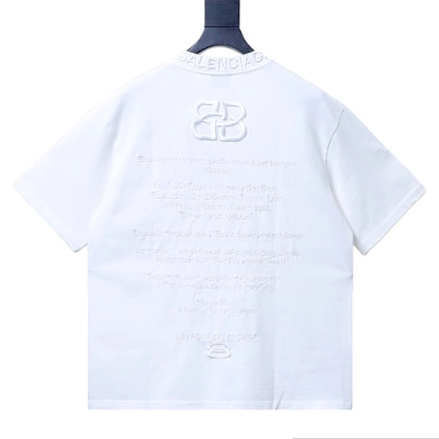 Balenciaga Roma Series Embroidered Distressed T-Shirt White 01