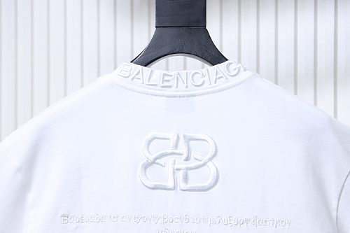 Balenciaga Roma Series Embroidered Distressed T-Shirt White