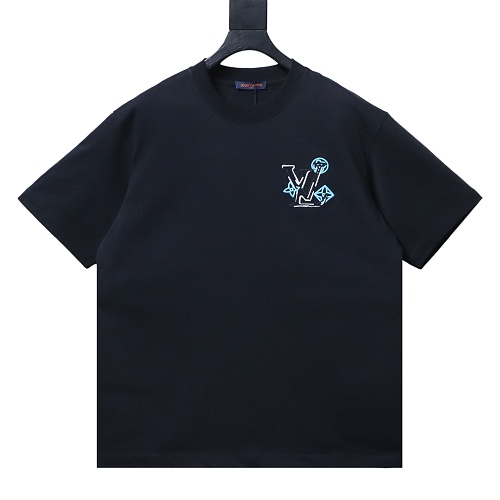 Louis Vuitton Back Four-Leaf Star-Flower Print T-Shirt Black