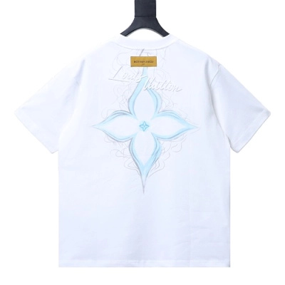 Louis Vuitton Back Four-Leaf Star-Flower Print T-Shirt White 01