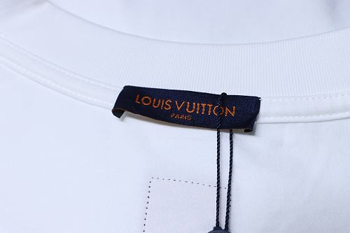 Louis Vuitton Distressed Denim Patchwork Embroidered T-Shirt White