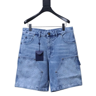 Louis Vuitton Monogram Embossed Denim Shorts 01
