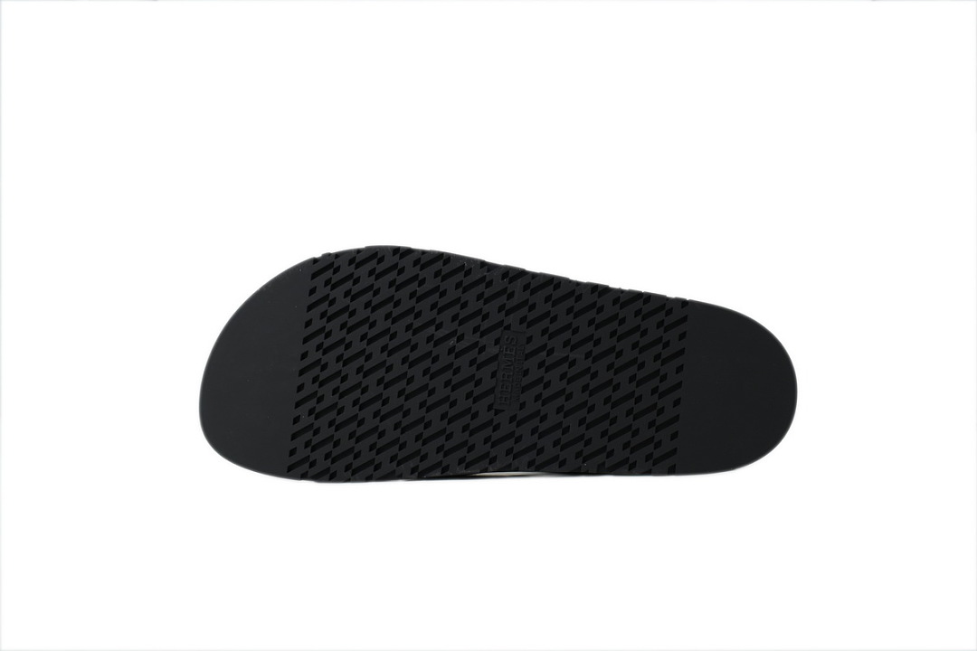 Hermes Flat Slide Sandals Cross Black-Green