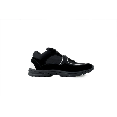 Chanel Fabric Suede Calfskin Quilted CC Sneakers Black 02