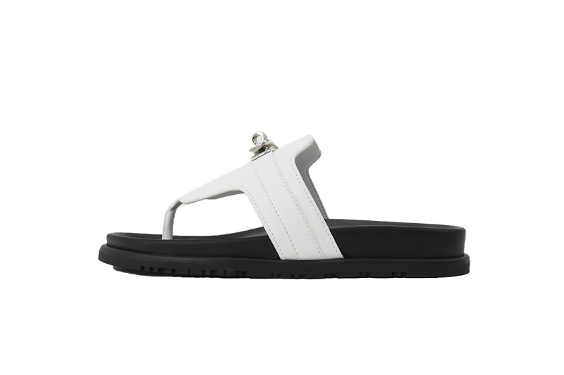 Hermes Flat Thong Sandals White