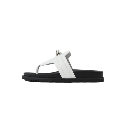 Hermes Flat Thong Sandals White 01