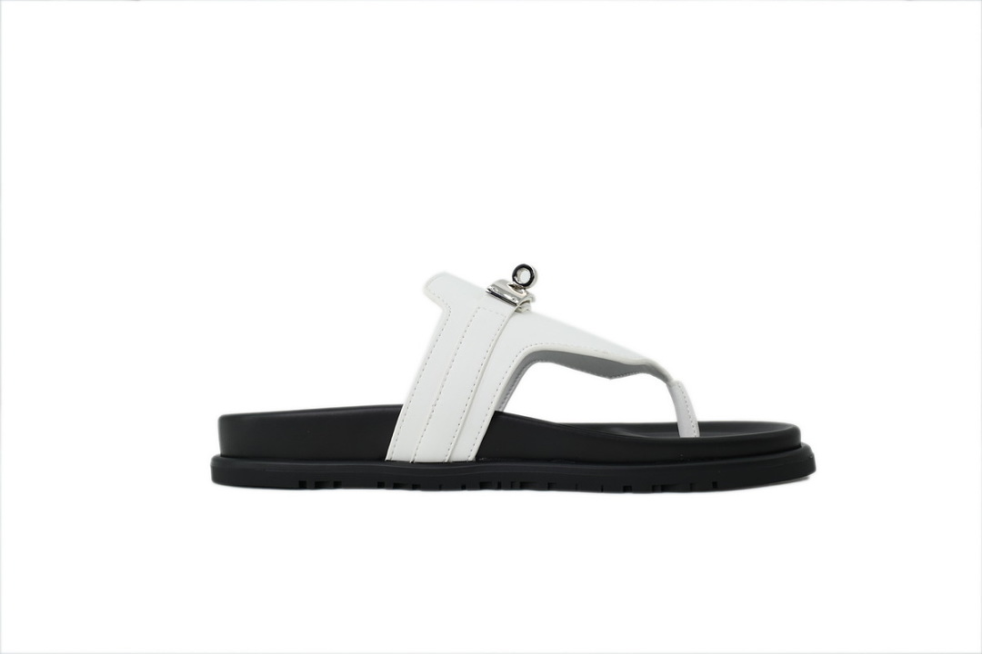 Hermes Flat Thong Sandals White