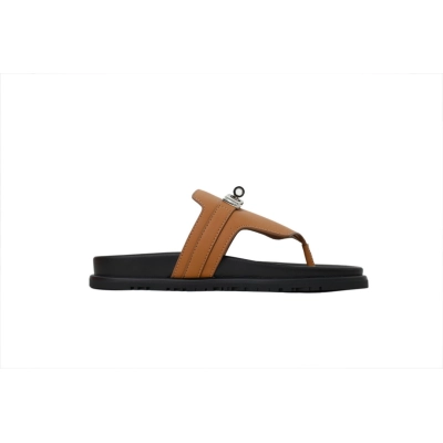 Hermes Flat Thong Sandals Brown 02
