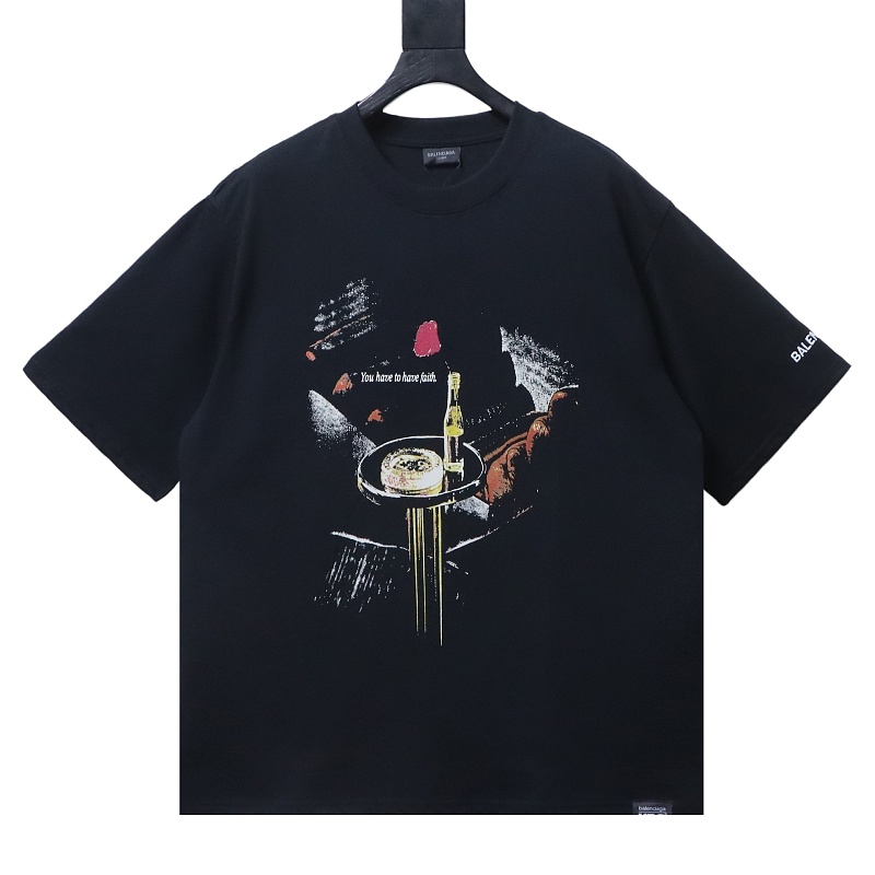 Balenciaga HBO Collaboration Embroidered Rose Bottle T-Shirt Black