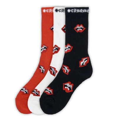 Chrome Hearts Multi-Red Lip Pattern Socks 01