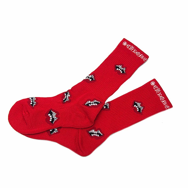Chrome Hearts Multi-Red Lip Pattern Socks