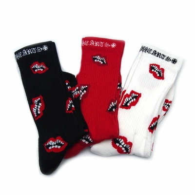 Chrome Hearts Multi-Red Lip Pattern Socks 02