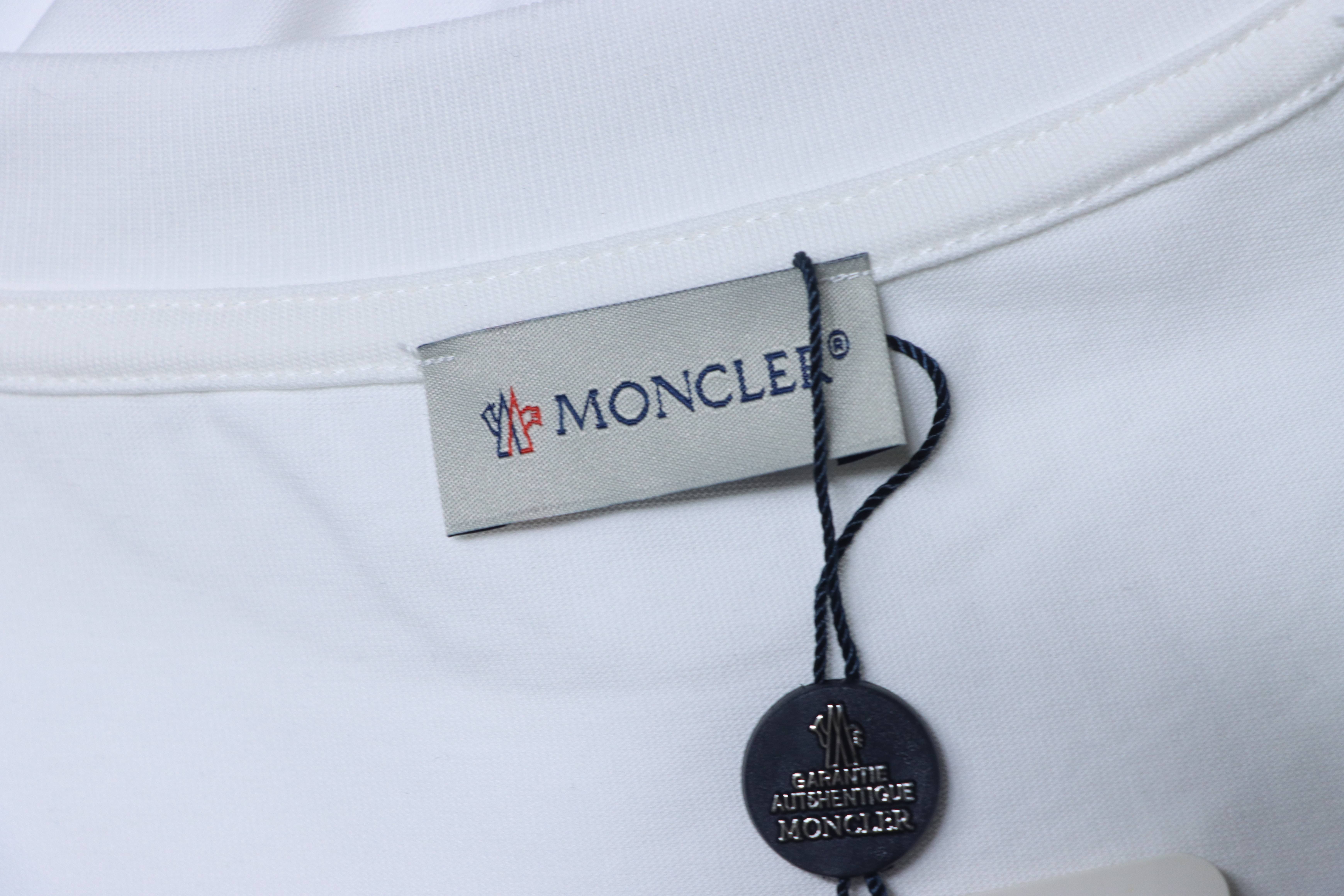 Moncler Colorful Paint-Splatter Logo T-Shirt White