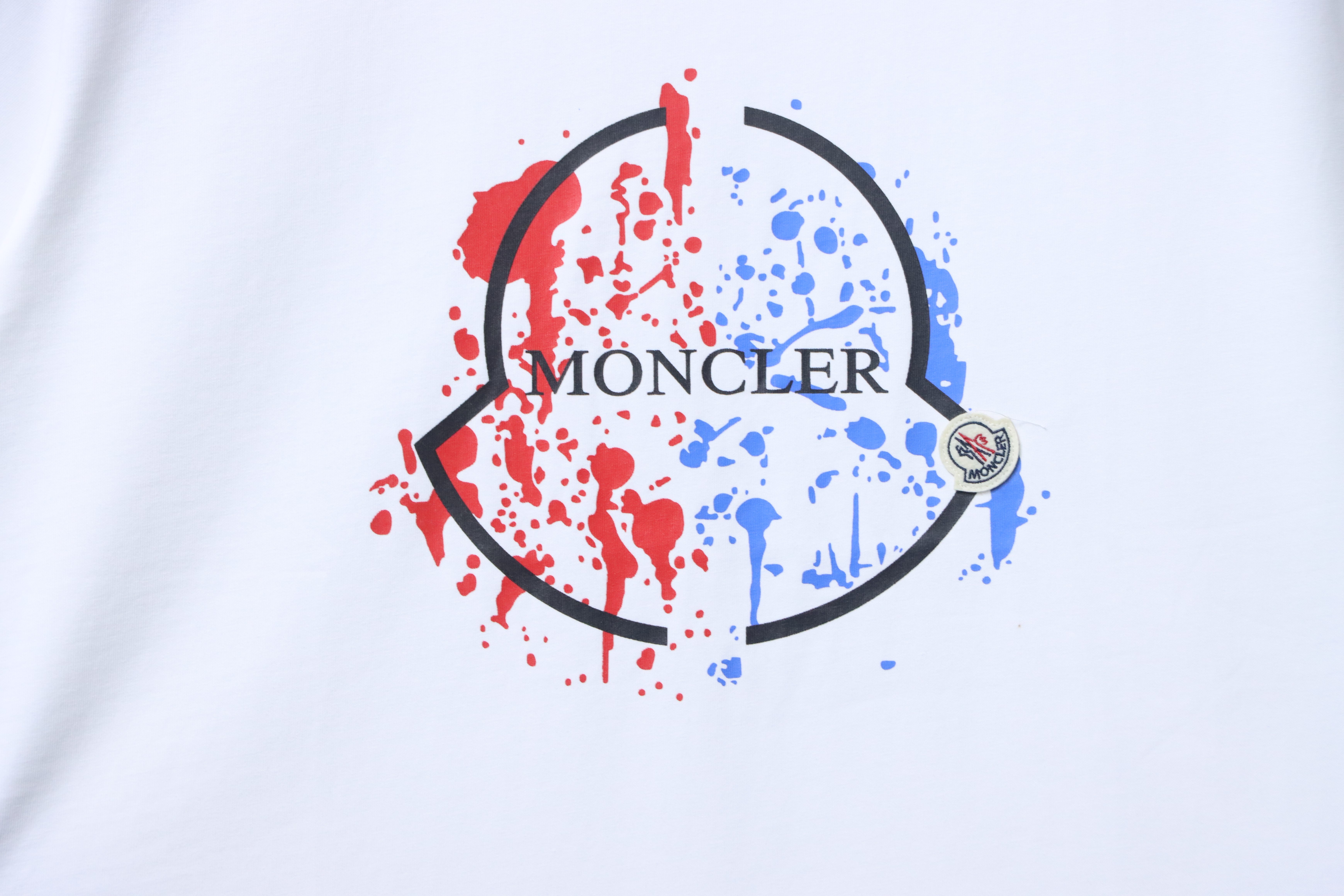 Moncler Colorful Paint-Splatter Logo T-Shirt White