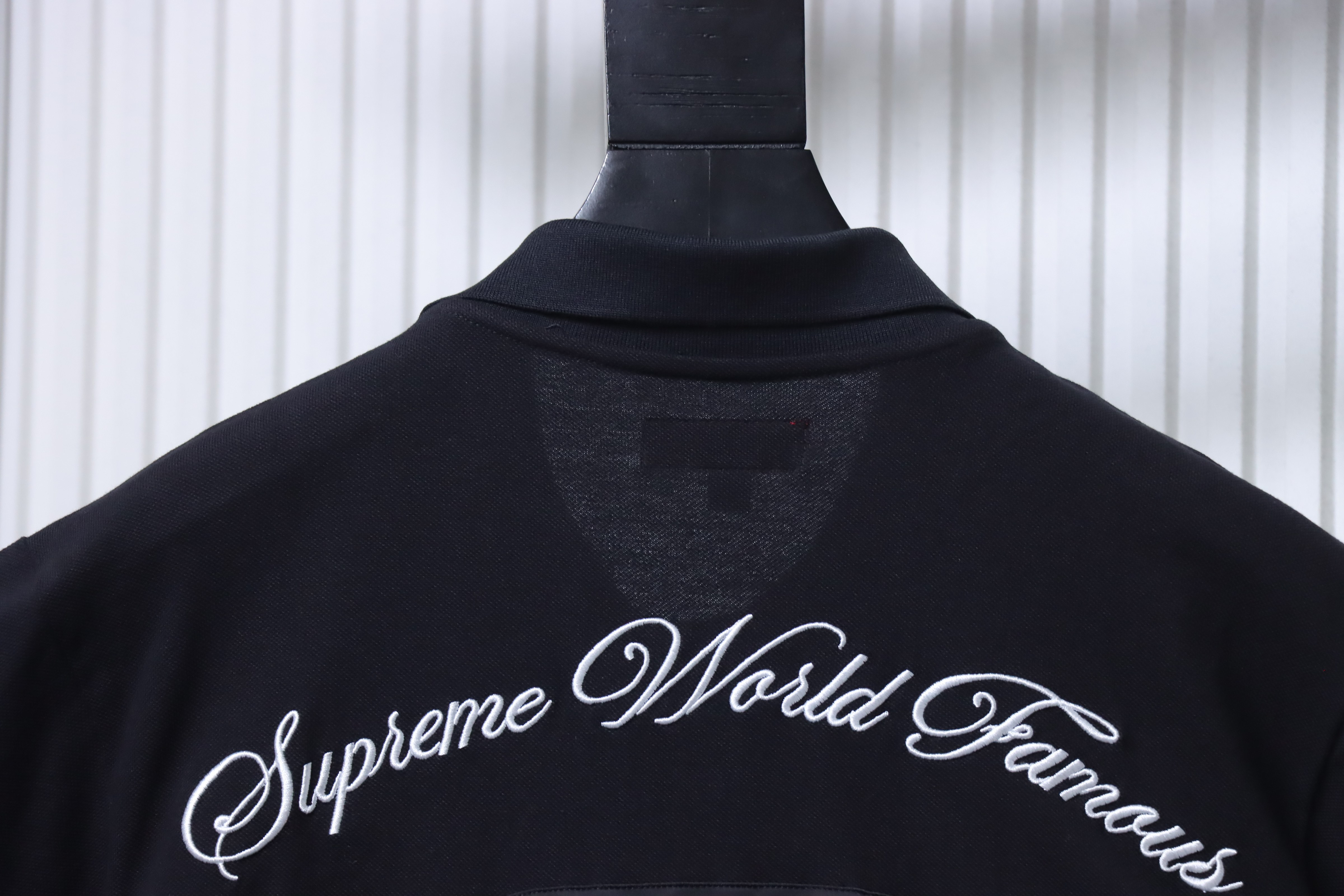 Supreme 25SS No.7 Script Embroidered Short-Sleeve Polo Shirt Black