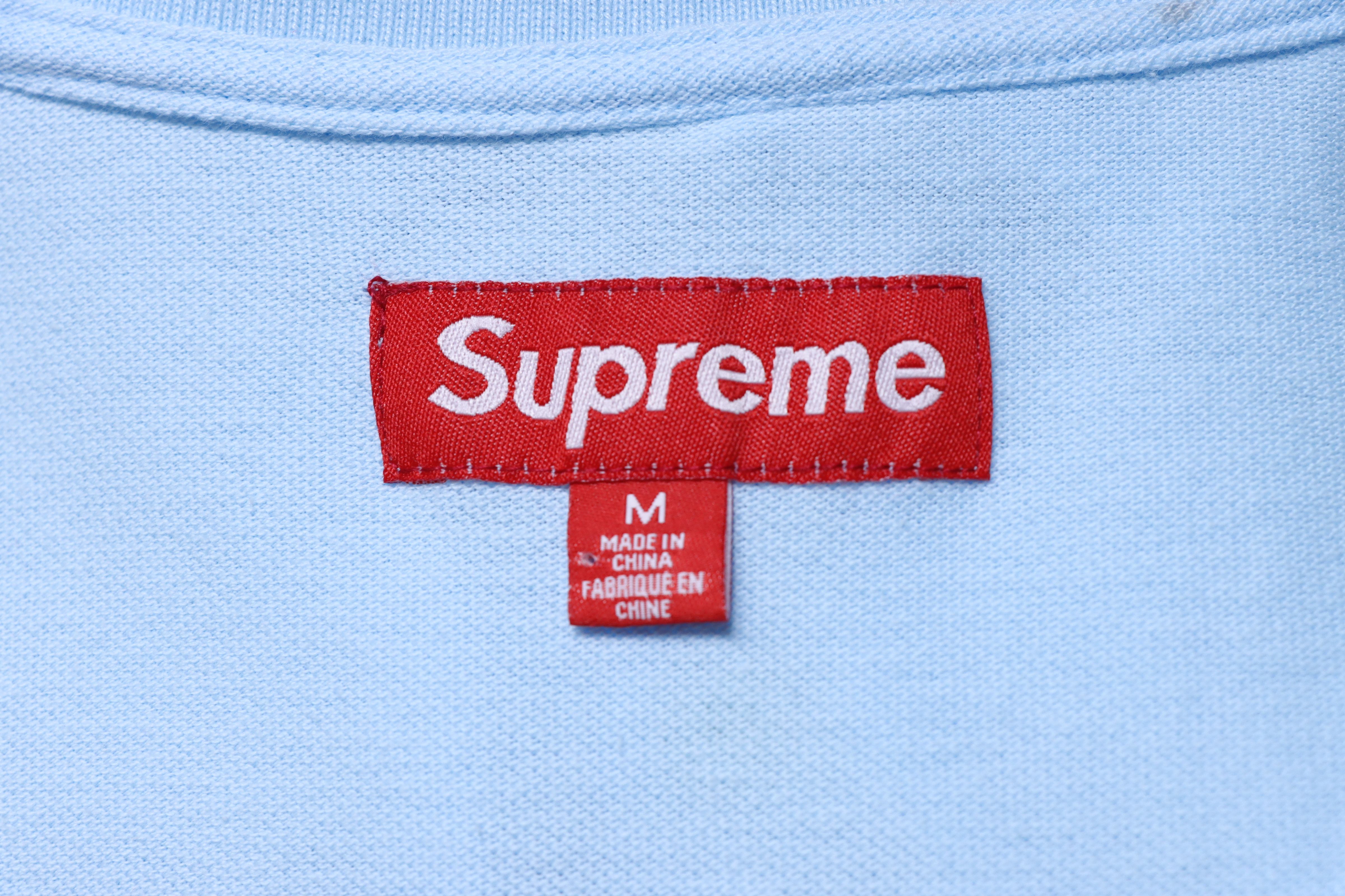Supreme 25SS No.7 Script Embroidered Short-Sleeve Polo Shirt Sky Blue