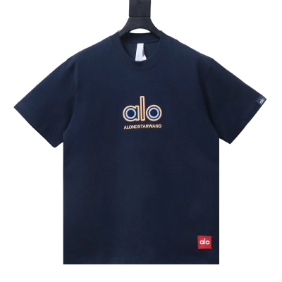 ALO Color-Blocked Embroidered Logo Short-Sleeve Navy blue 01