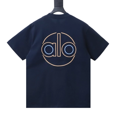 ALO Color-Blocked Embroidered Logo Short-Sleeve Navy blue 02