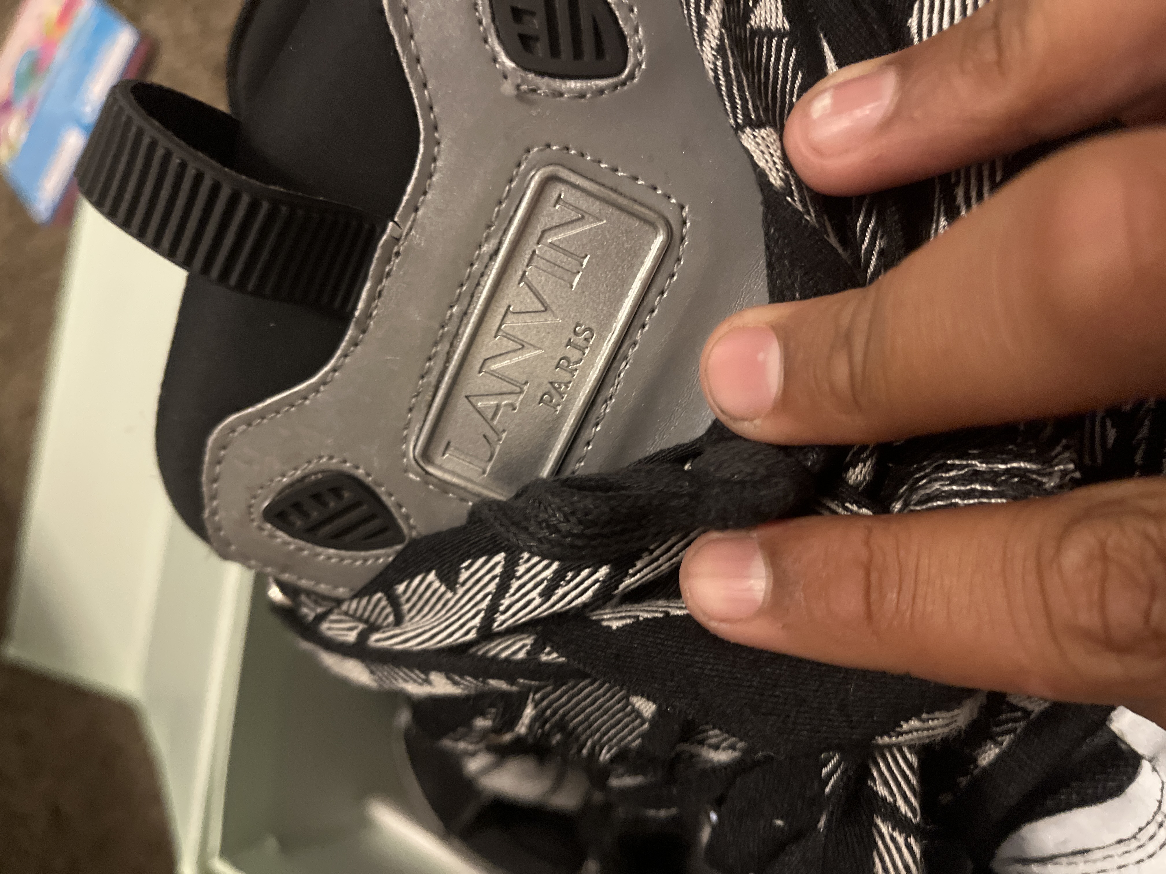 Lanvin Leather Curb Sneaker Black Grey review cash 01