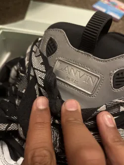 Lanvin Leather Curb Sneaker Black Grey review cash 02