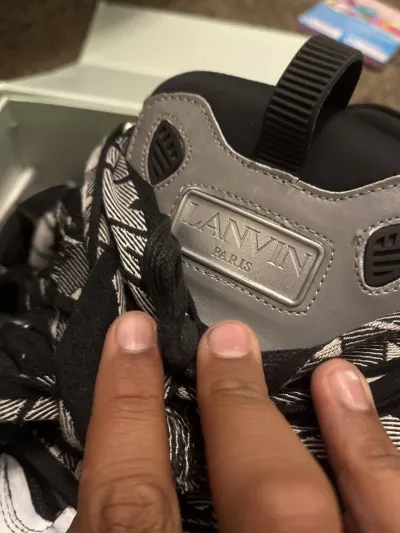 Lanvin Leather Curb Sneaker Black Grey review cash 01