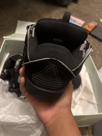 Lanvin Leather Curb Sneaker Black Grey review cash 02