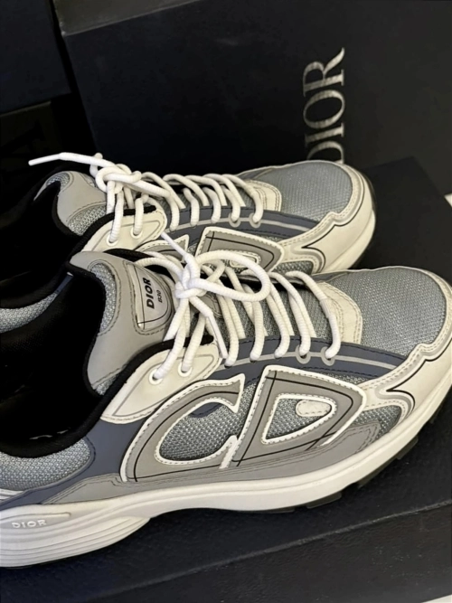 Dior B30 White Mesh Silver Tone Metallic Calfskin 3SN279ZYG-H869 review 