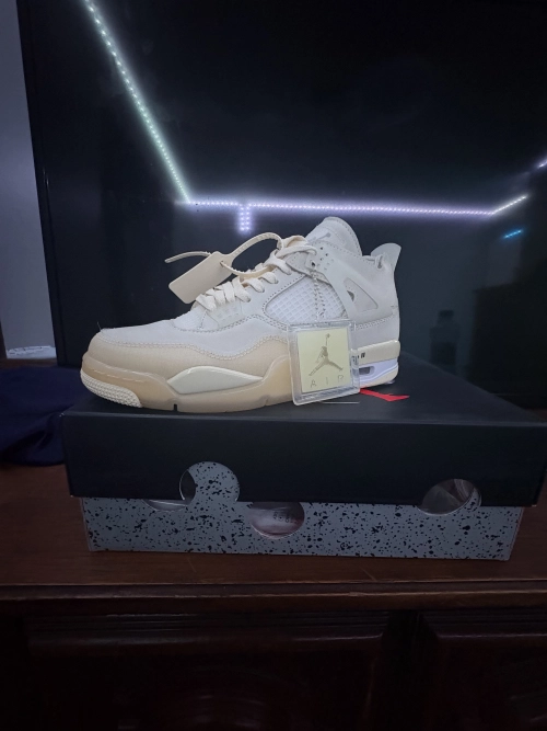 Air Jordan 4 Retro Off-White Sail CV9388-100 review 