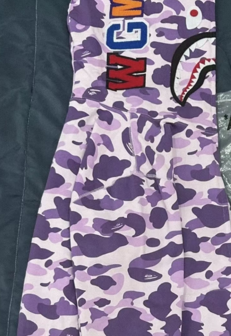 Bape Color Camo Shark Full Zip Hoodie Light Purple review Simion Hines
