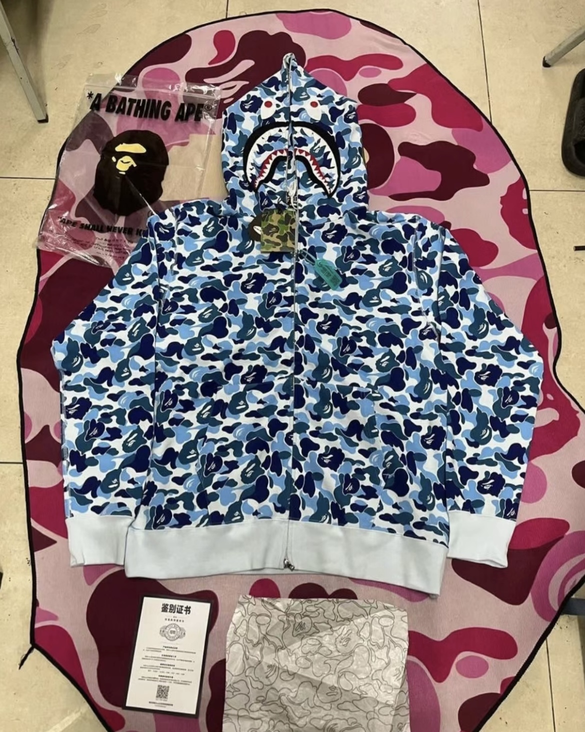 Bape Color Camo Shark Full Zip Hoodie Light Blue review Simion Hines