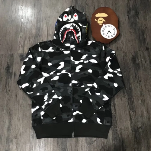 Bape Color Camo Shark Full Zip Hoodie Black and Dark Grey review 