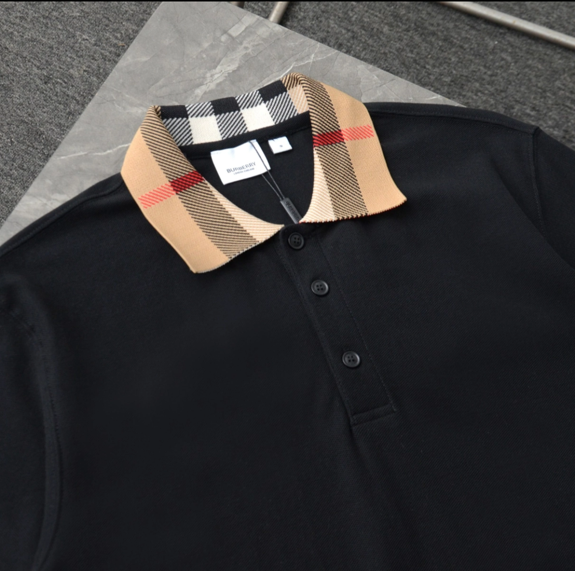 Burberry Cotton Polo Shirt Black/White  review 0