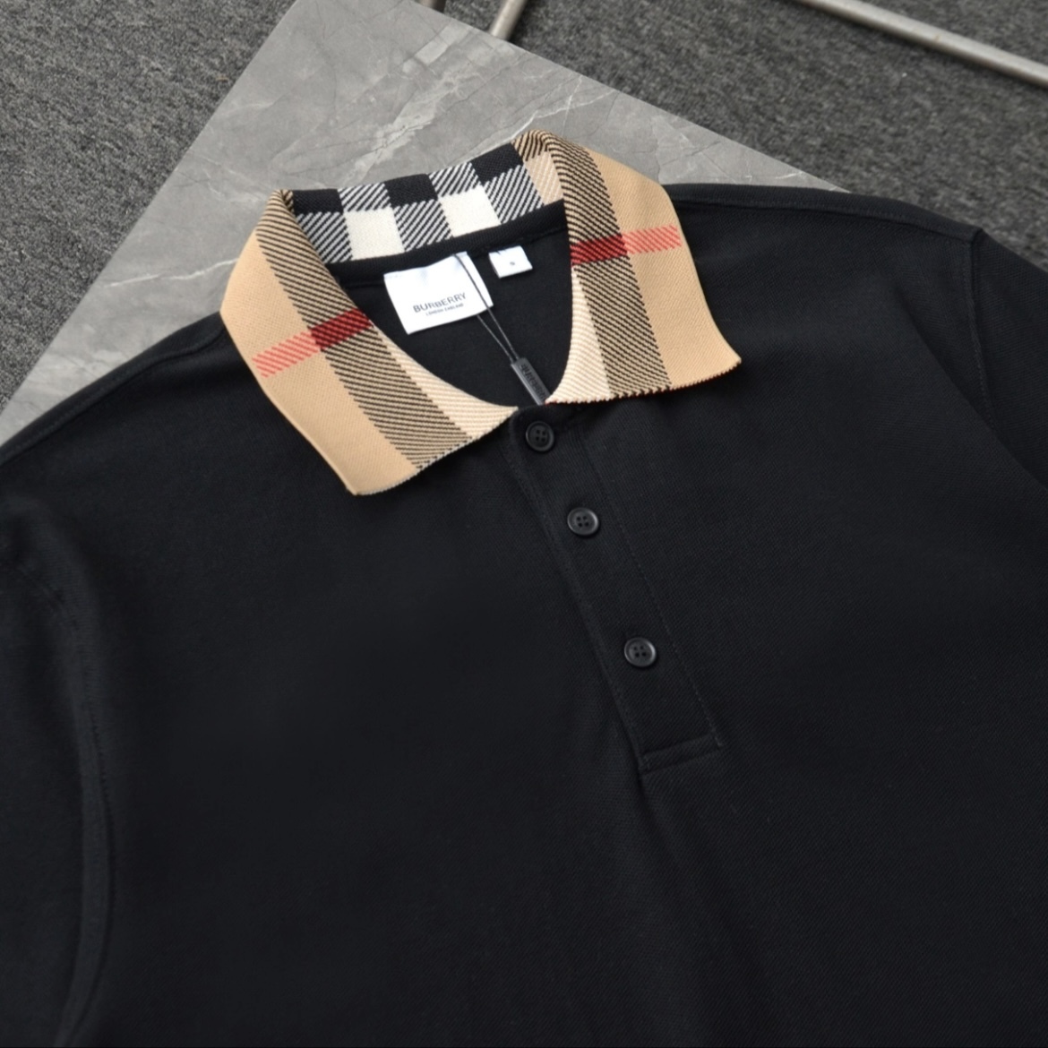 Burberry Cotton Polo Shirt Black/White  review 0
