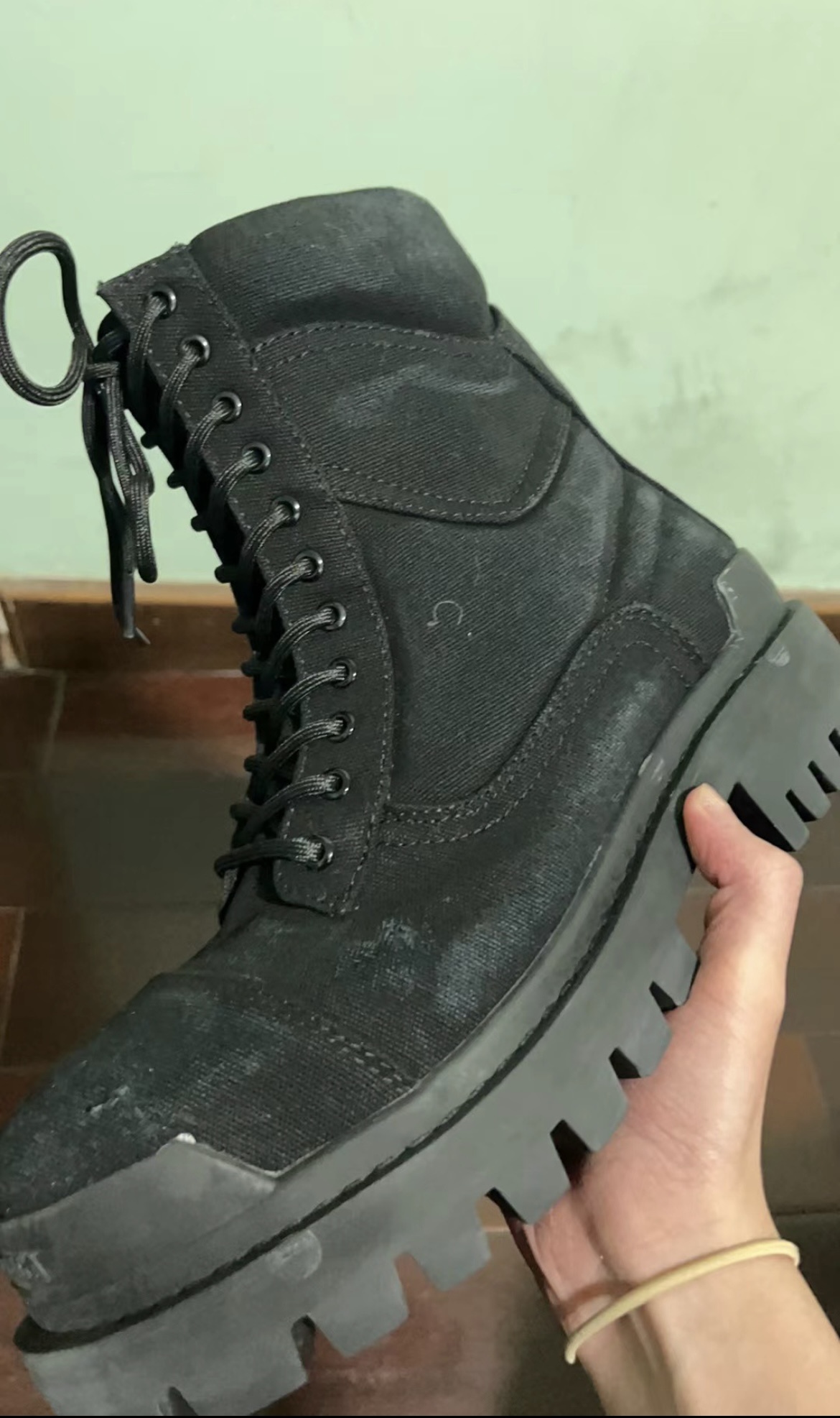 Balenciaga Strike 2MM Lace-up Boots in Black 694060-W2H11-1000 review 0